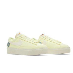 NIB Nike Blazer Low Platform SE Citron Yellow Women 7.5 Shoes Flower DJ6376-800